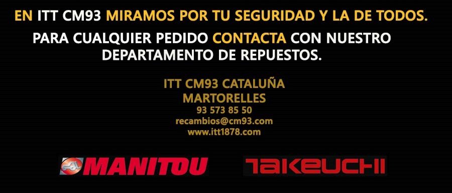 No hace falta que te desplaces. CM93 te llevará los recambios TAKEUCHI y MANITOU